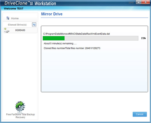 DriveClone Workstation - Incremental Backup